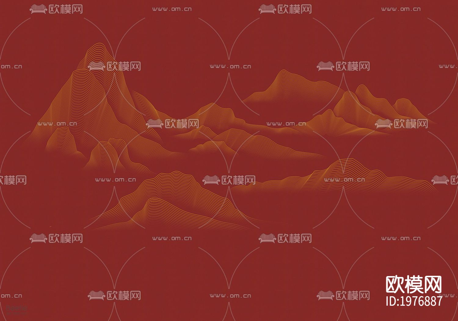新中式山景抽象画