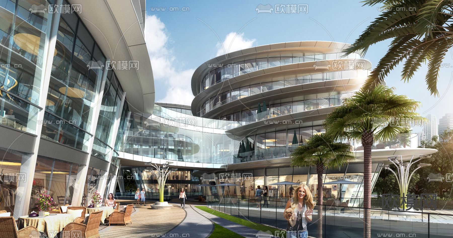 现代酒店su模型下载（渲染图2）