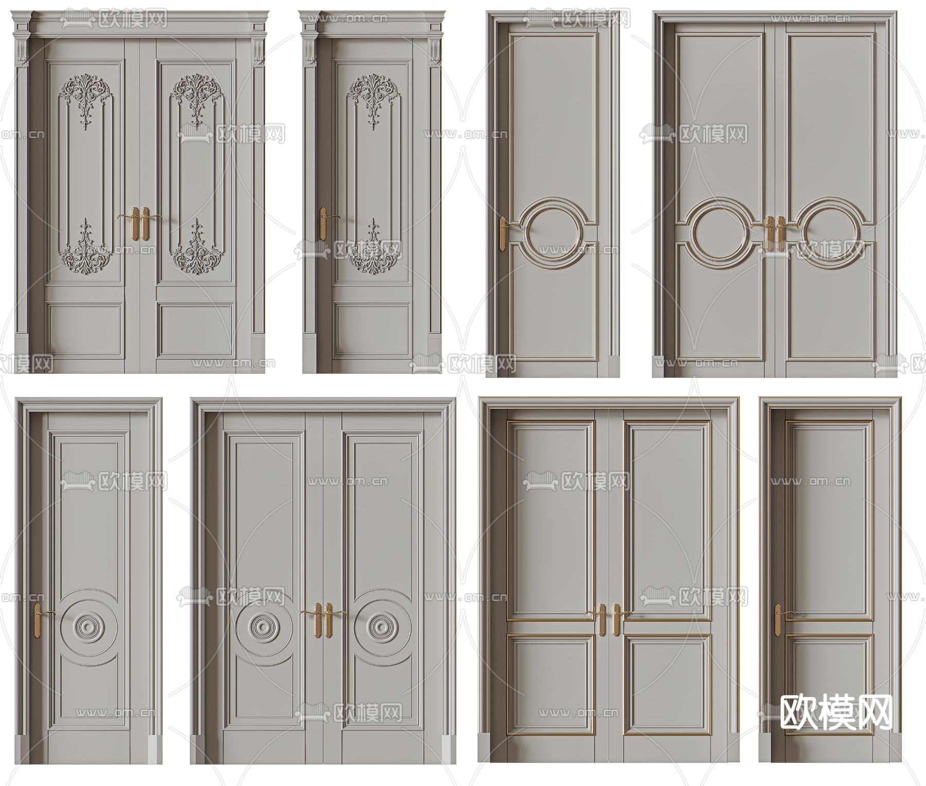 简欧门宫廷门su模型下载（渲染图1）