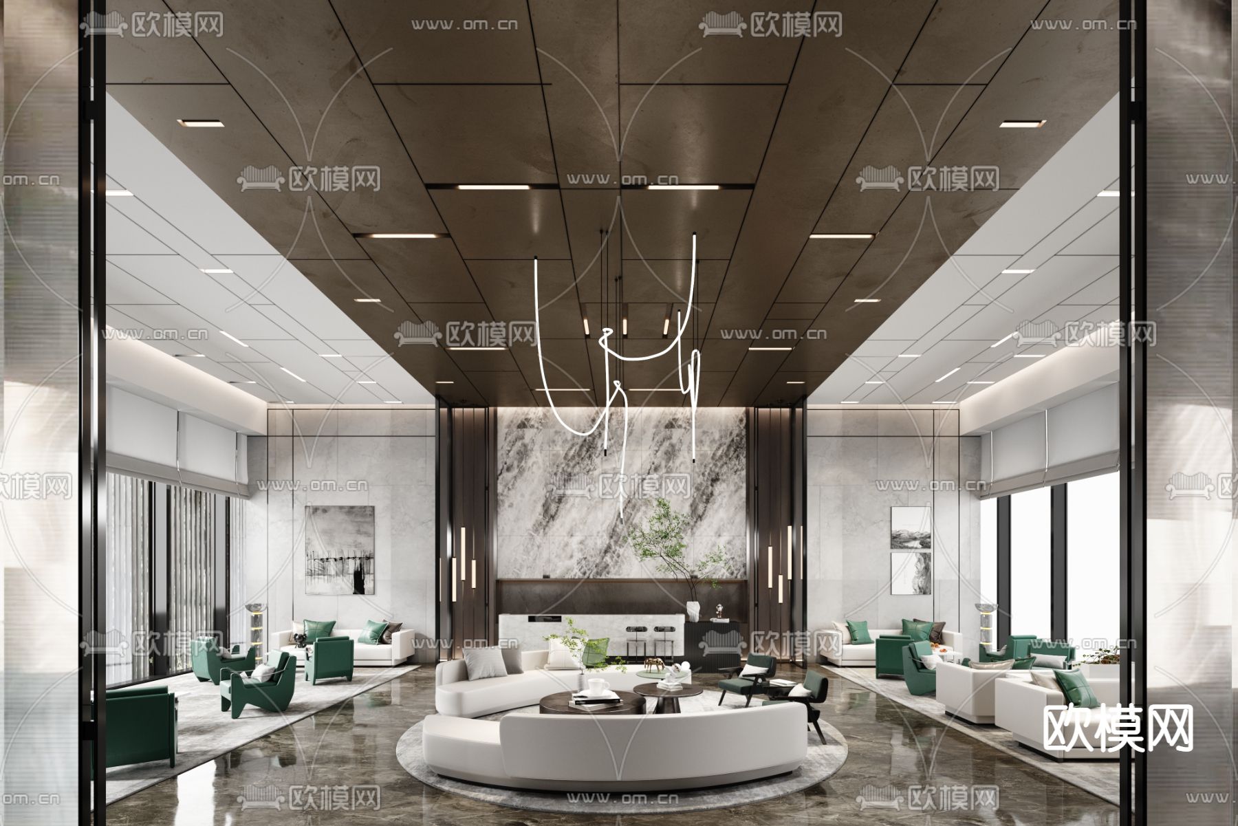布鲁盟设计 蠡湖置地中心·静安府售楼处3d模型下载_ID11840133_3dmax免费模型-欧模网