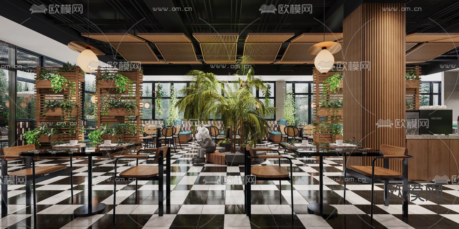 自然风咖啡厅3d模型下载（渲染图1）