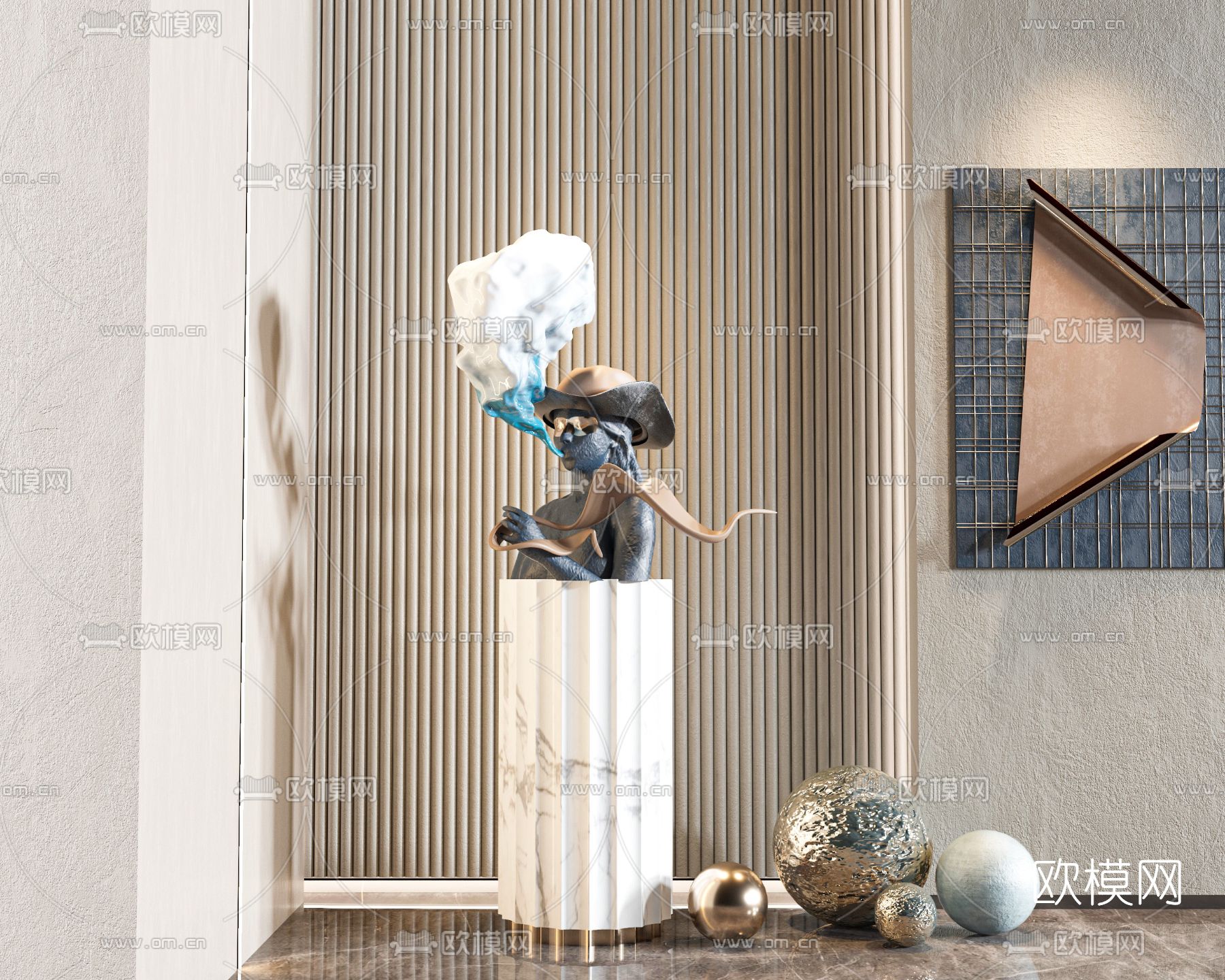 现代创意人物雕塑3d模型下载