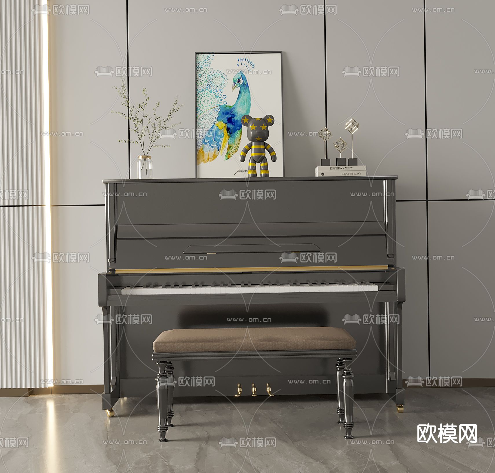现代钢琴3d模型下载