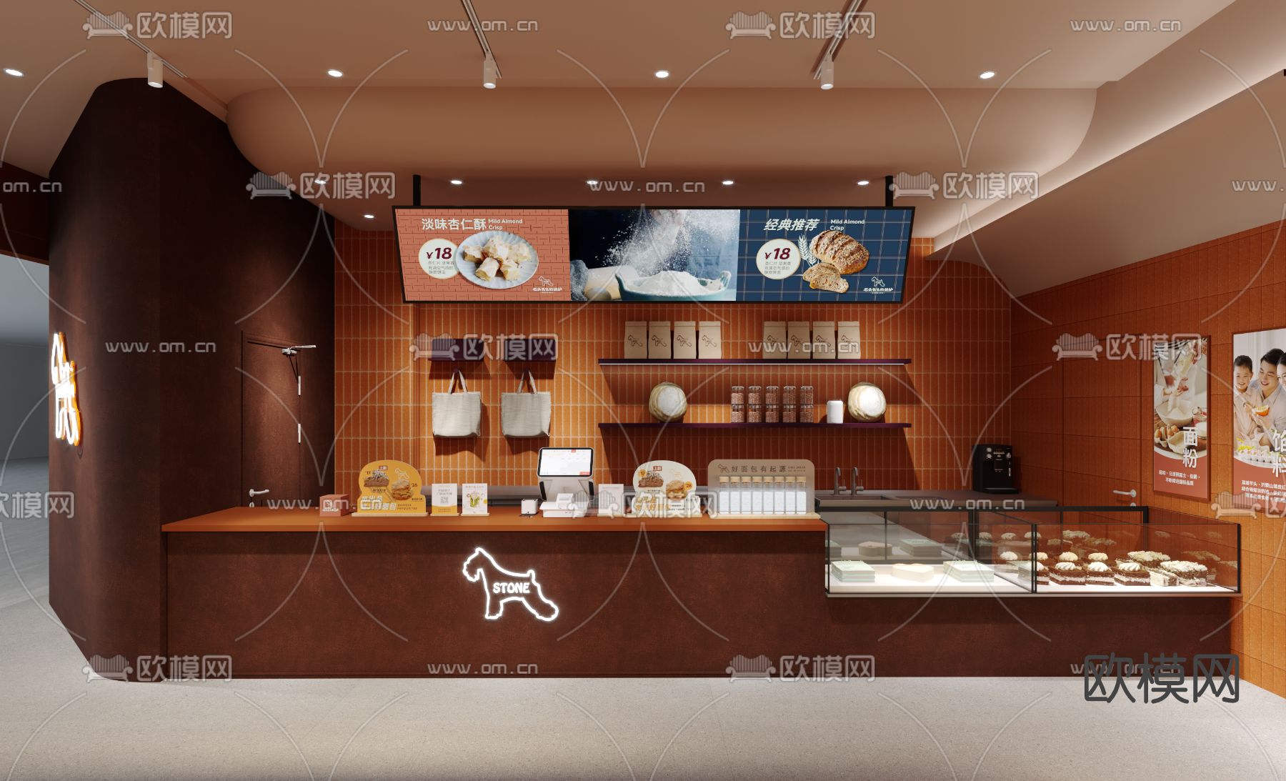 现代面包店烘焙店3d模型下载（渲染图2）