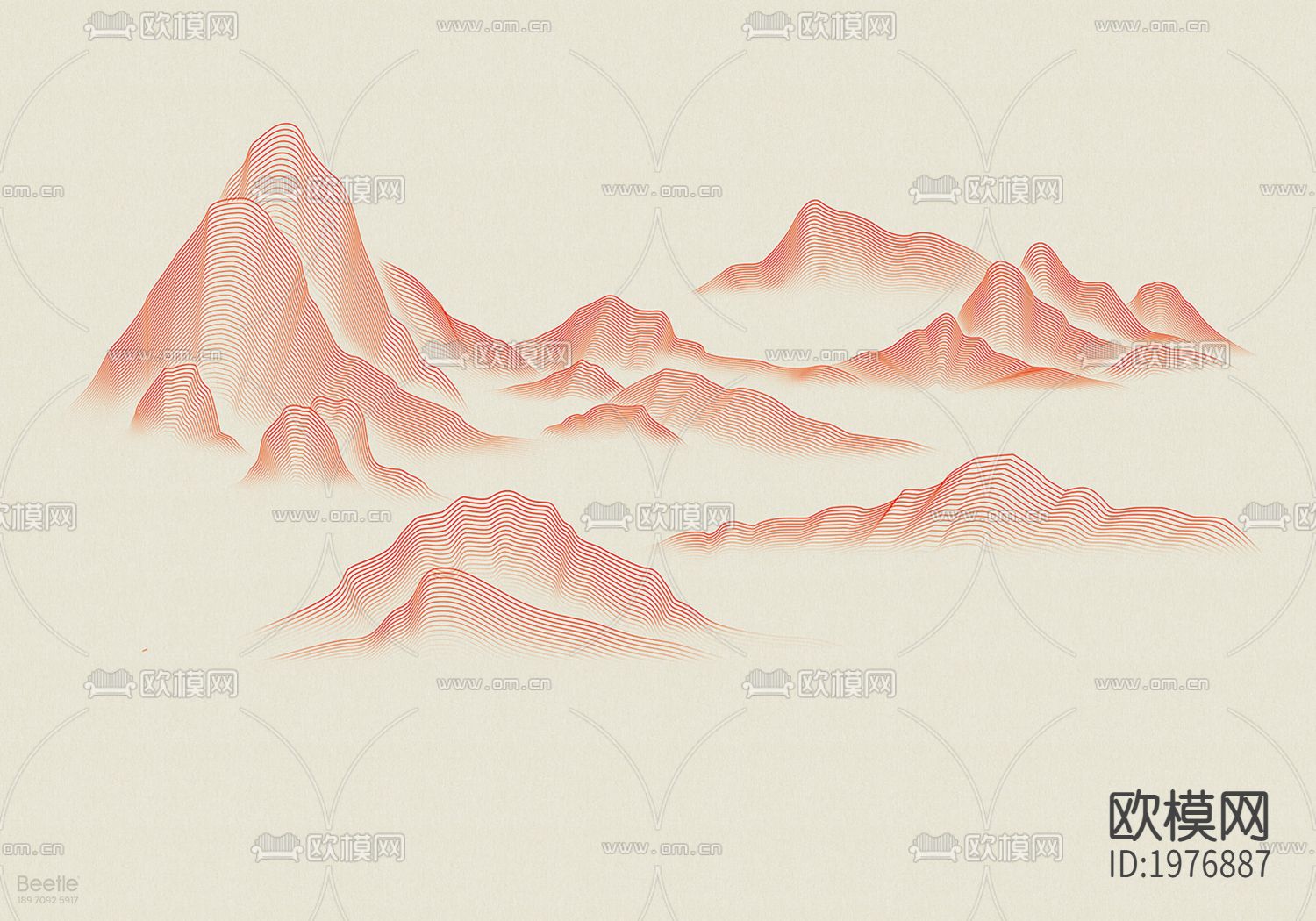 新中式山景抽象画