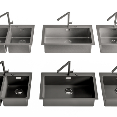 现代厨房水槽su模型