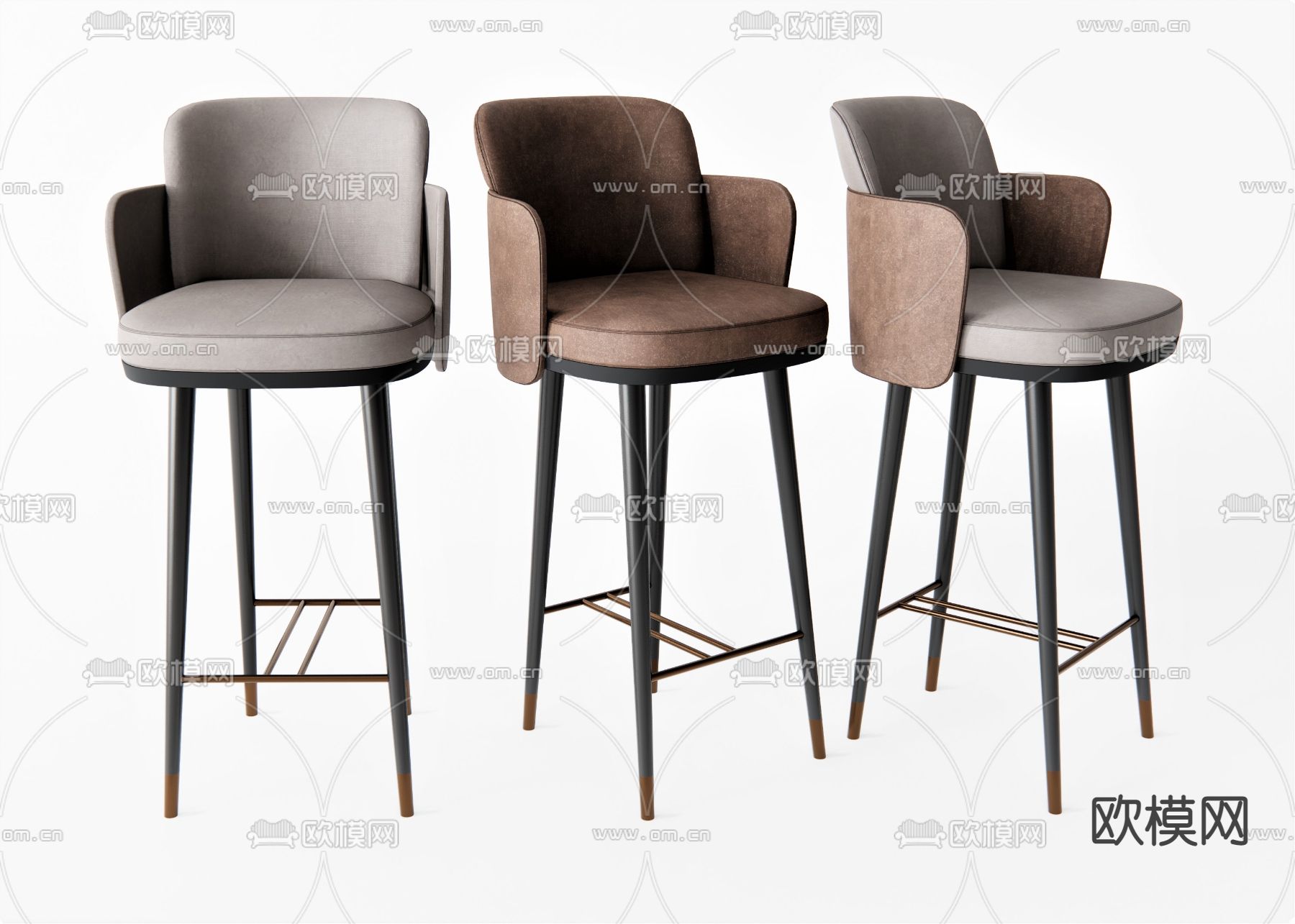 北欧吧台椅su模型下载（渲染图1）