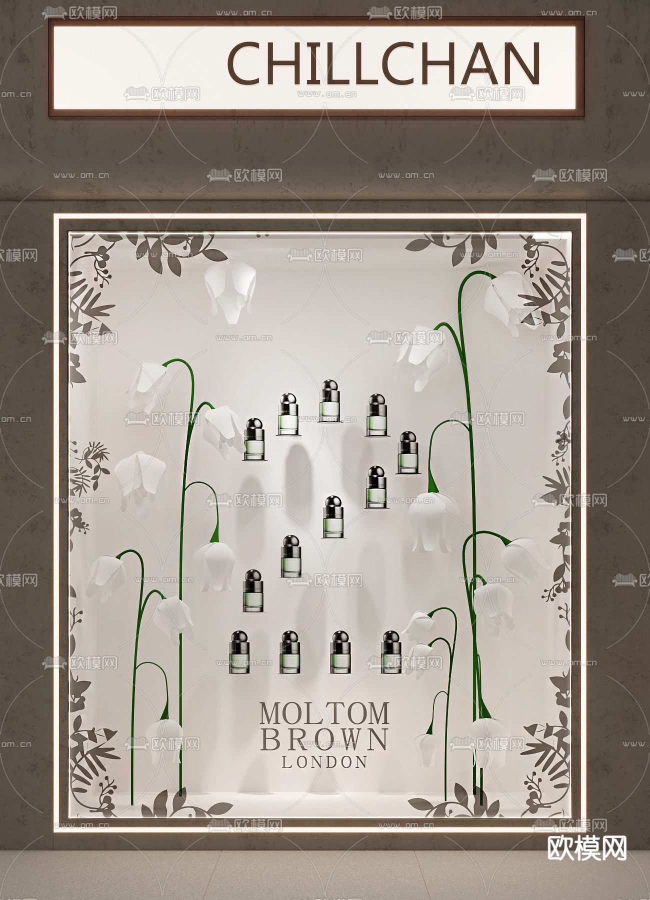 现代化妆品橱窗su模型下载（渲染图1）