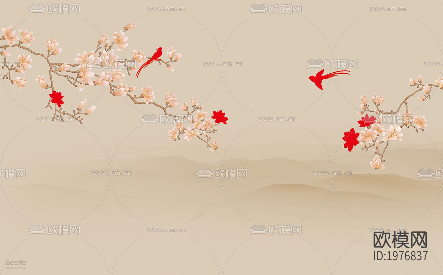 新中式古典花枝壁纸
