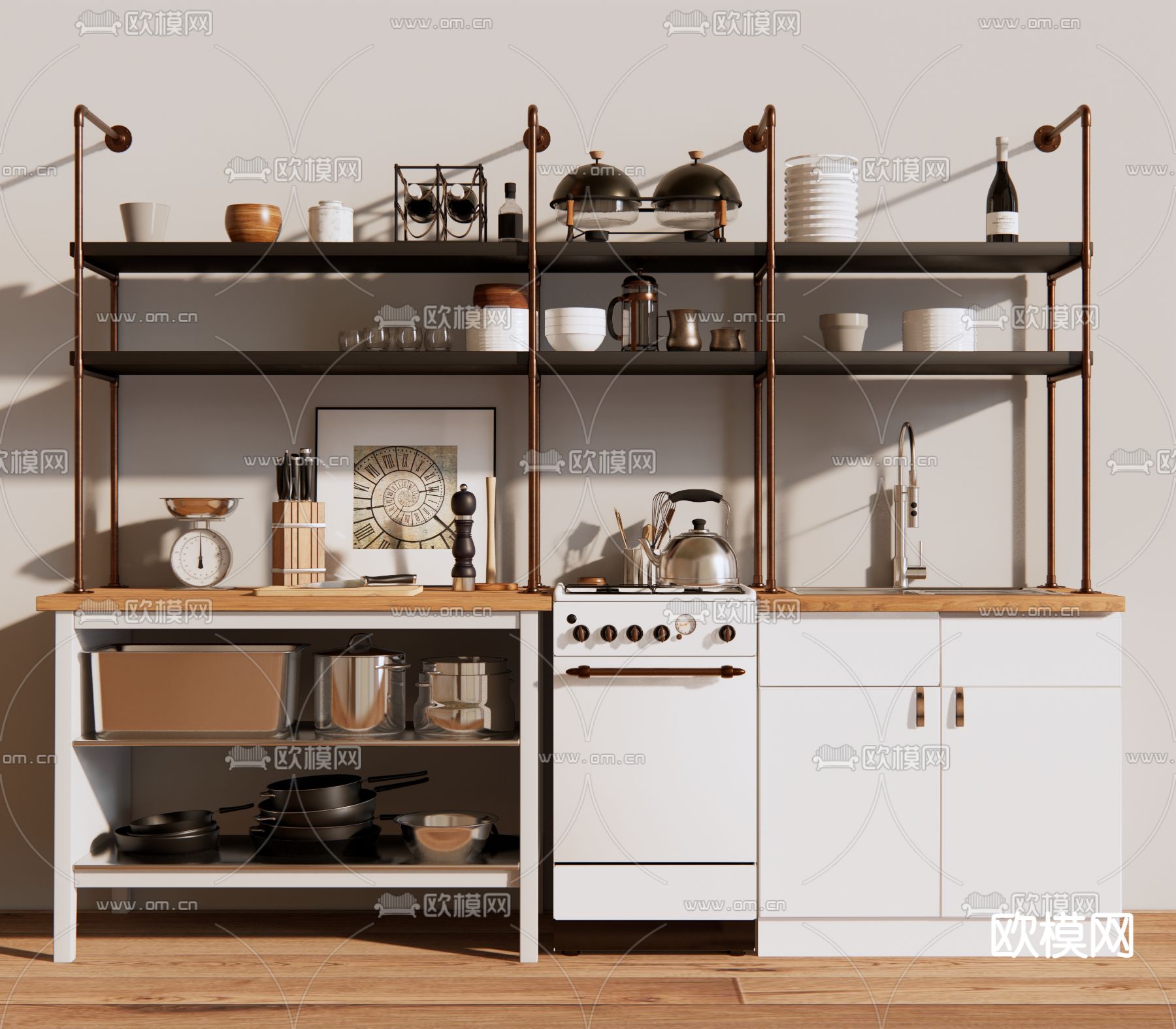 现代厨房器具摆件su模型
