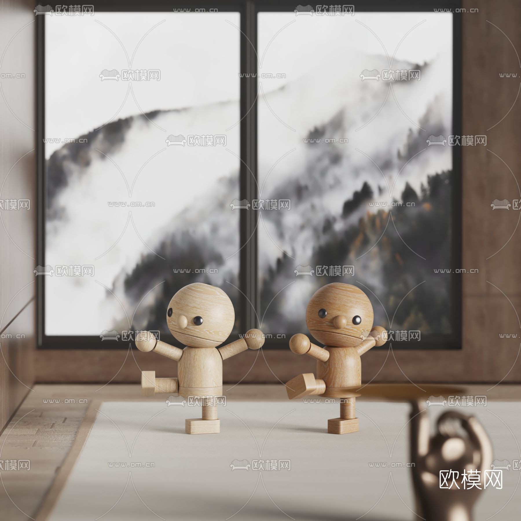 现代木头人玩偶玩具3d模型下载