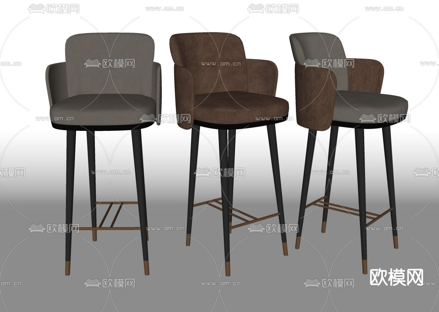 北欧吧台椅su模型下载（渲染图2）