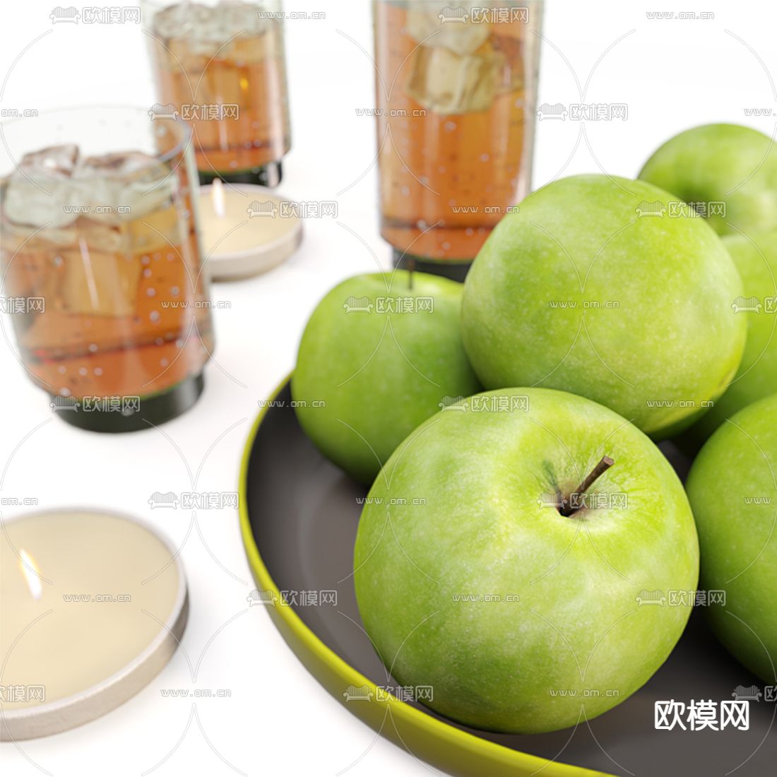 现代苹果水果饮料3d模型下载（渲染图2）