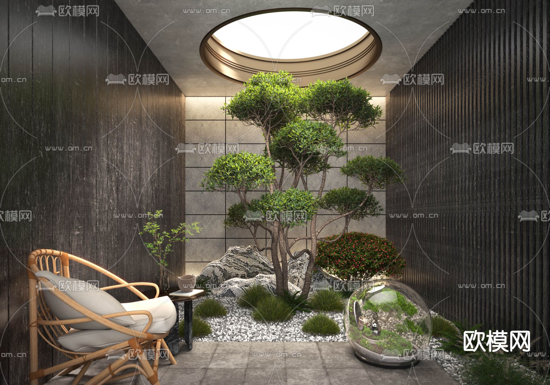 现代绿植景观小品3d模型