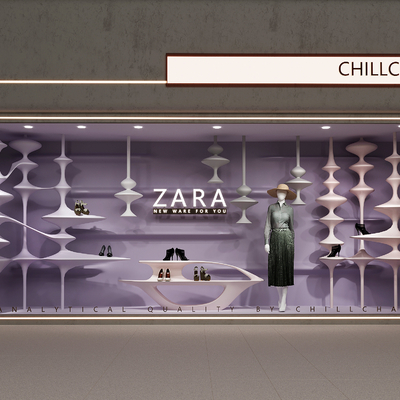  现代女装橱窗su模型 