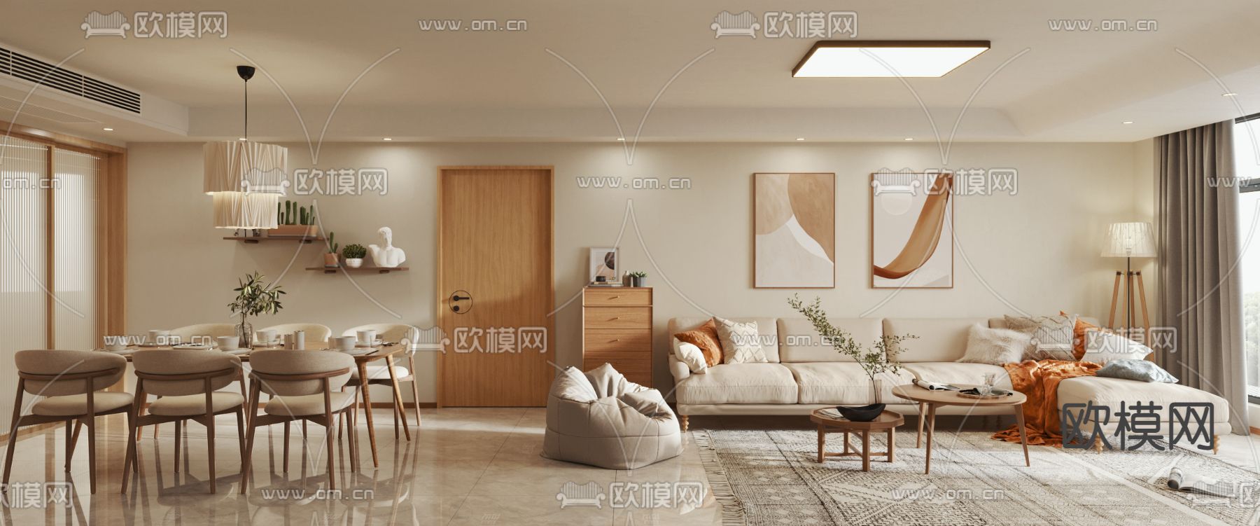 北欧客厅餐厅3d模型