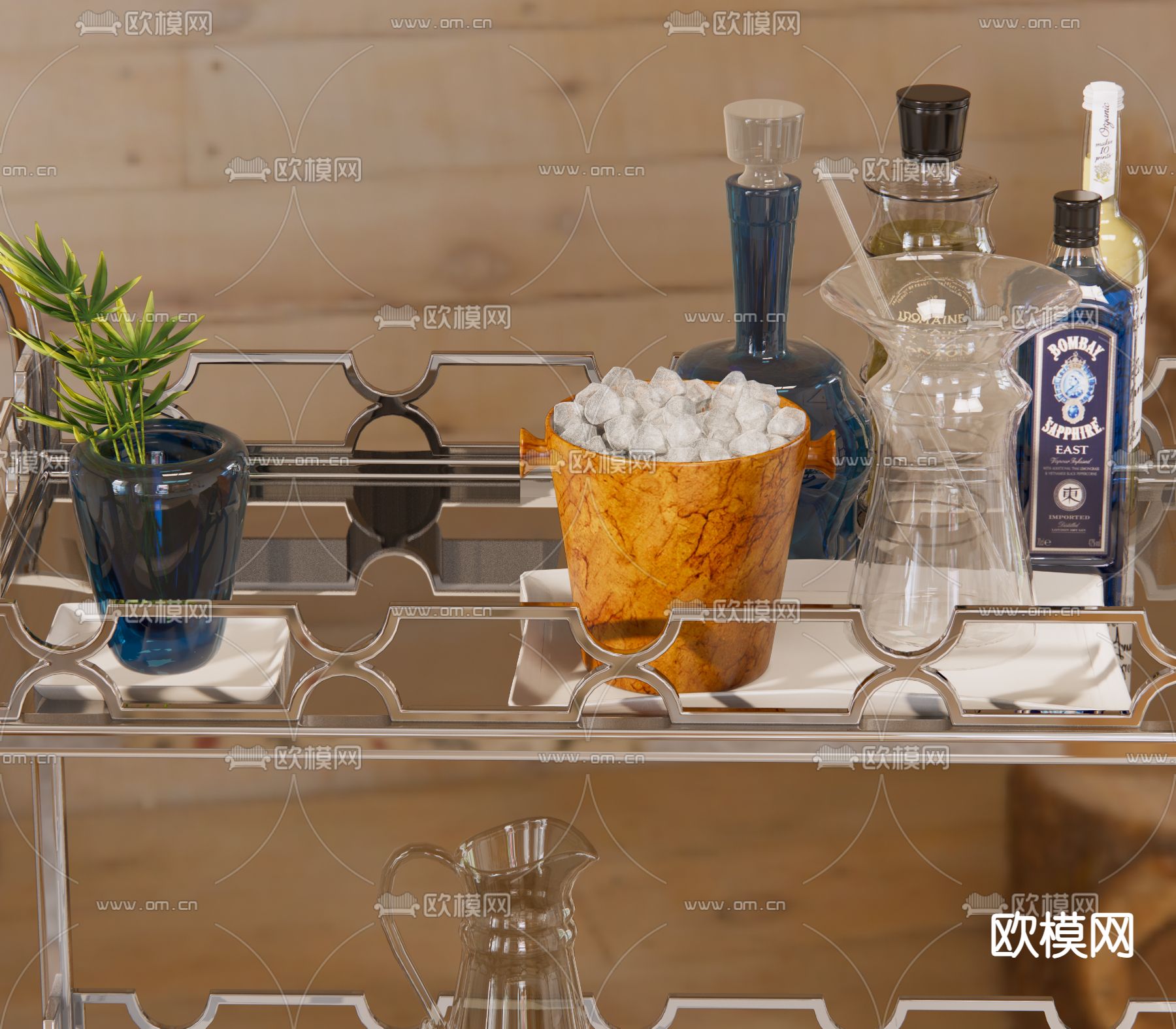 现代酒瓶su模型下载（渲染图2）