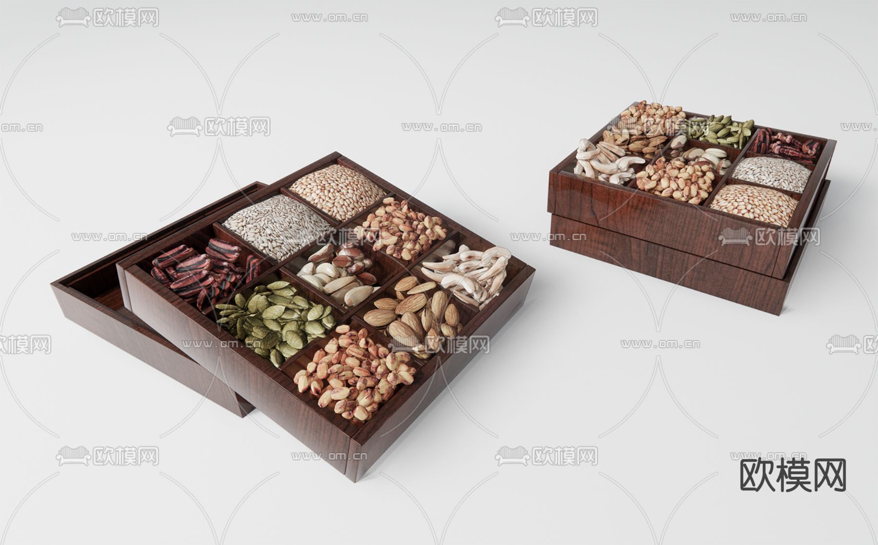 现代干果食盒su模型下载（渲染图1）