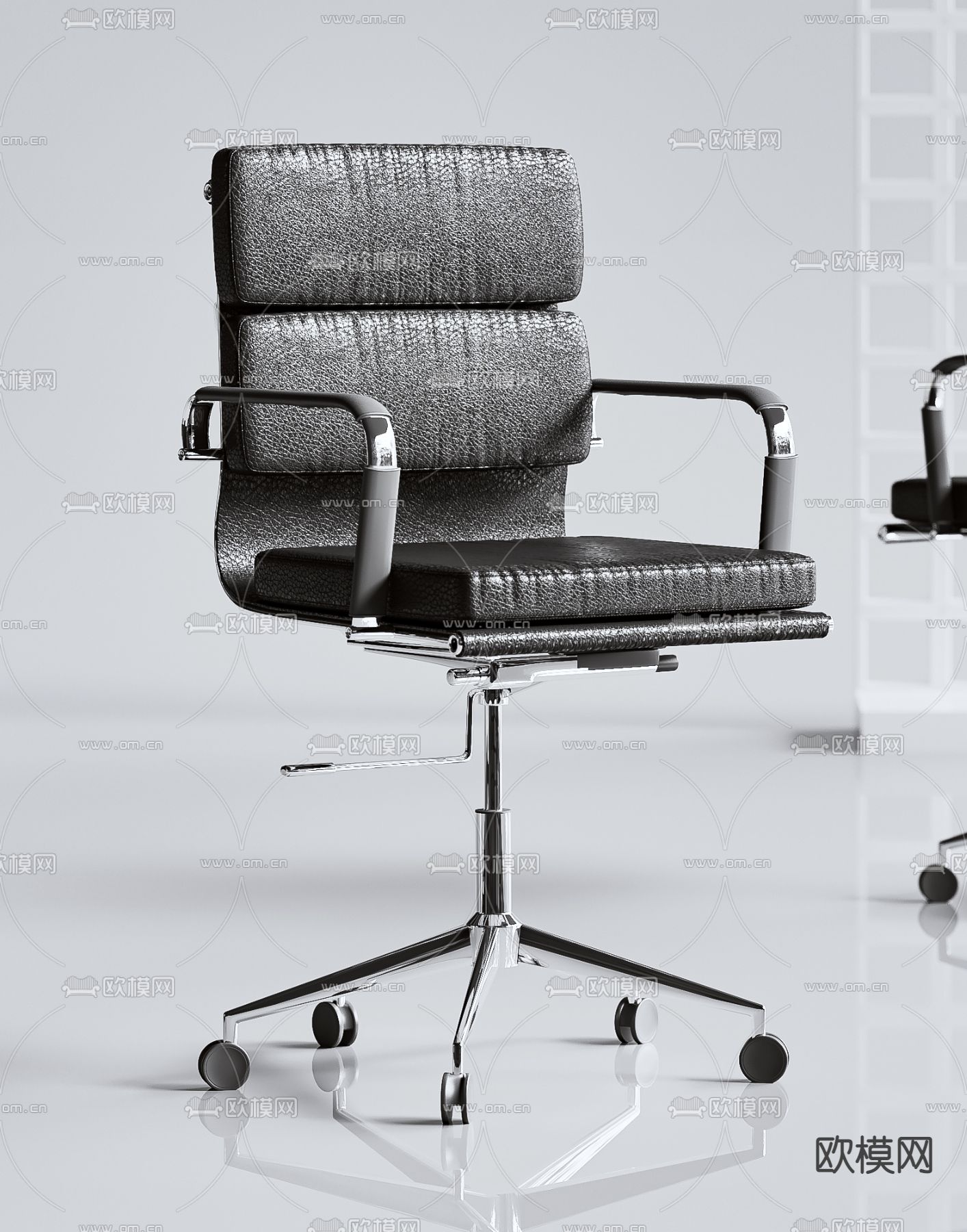 B&B Italia 现代皮革办公椅班前椅3d模型下载（渲染图2）