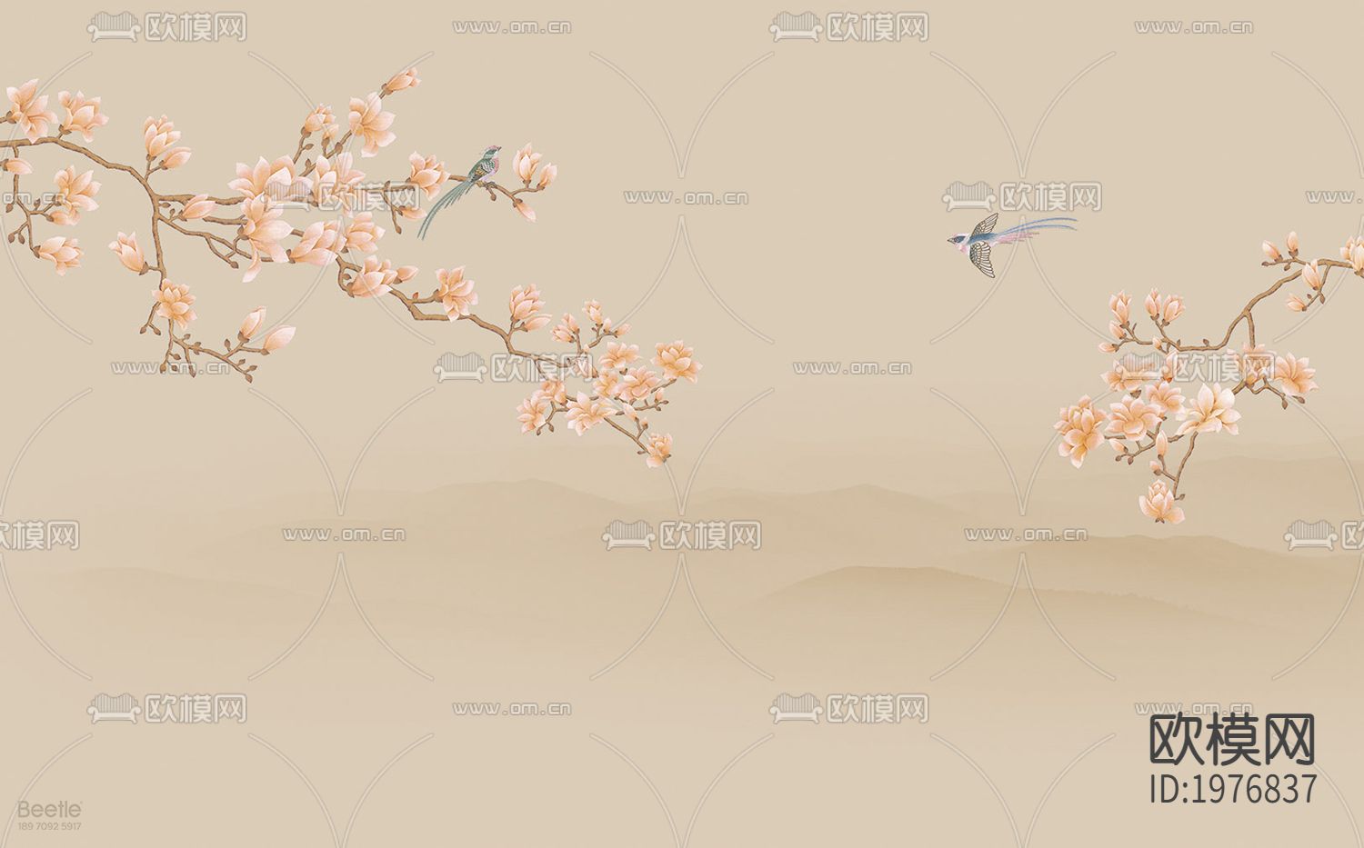 新中式古典花枝壁纸