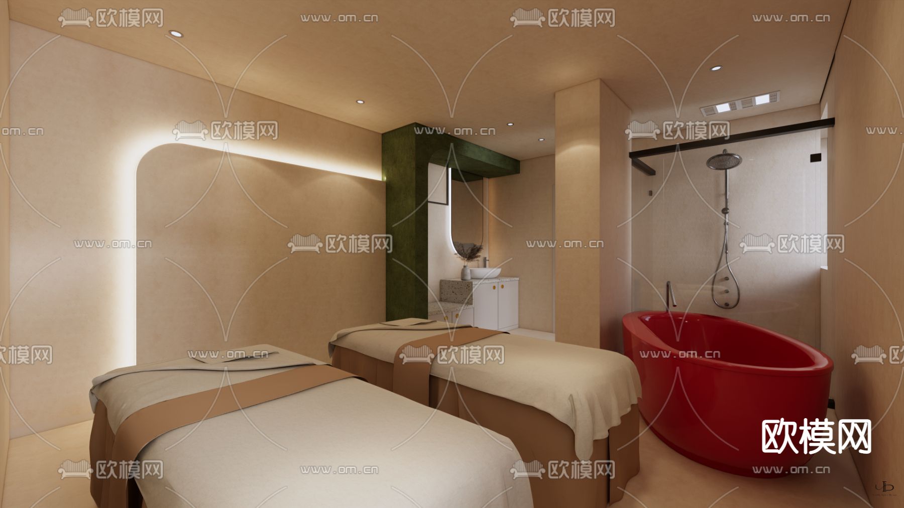 侘寂风SPA护理房su模型下载（渲染图1）