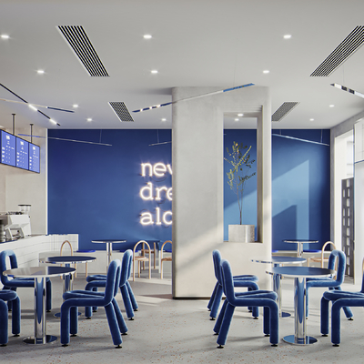  现代网红餐厅su模型 