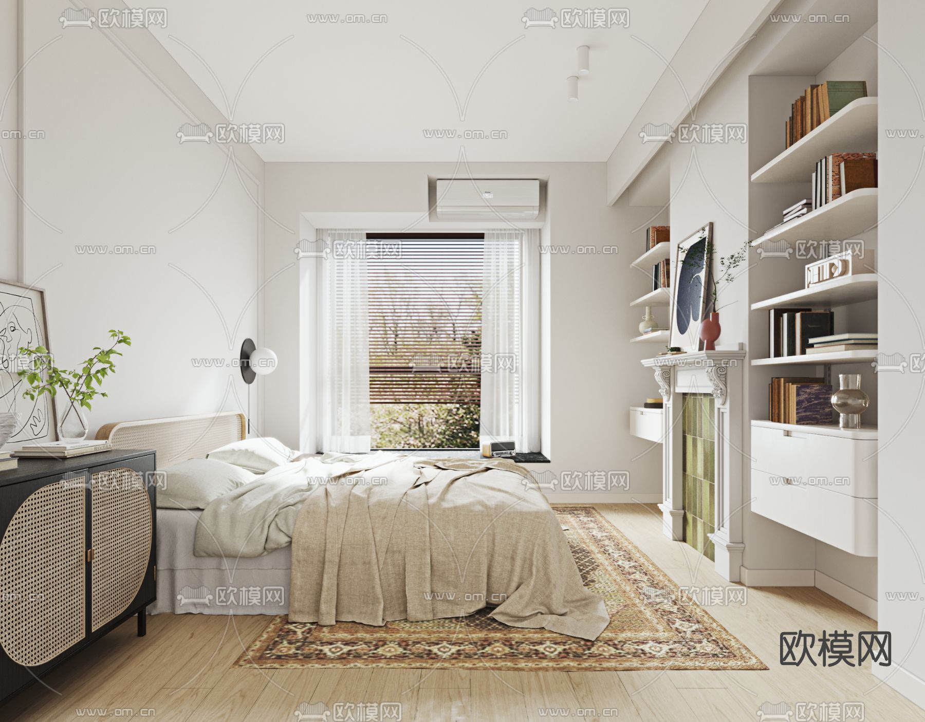 北欧卧室主人房3d模型下载（渲染图2）