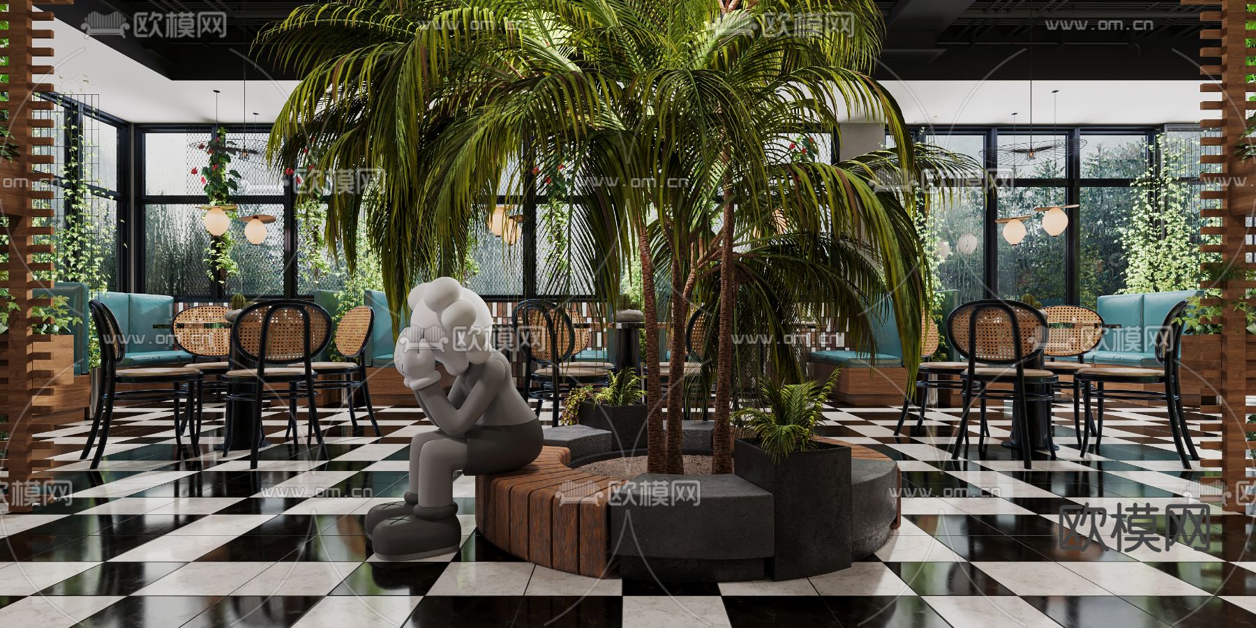 自然风咖啡厅3d模型下载（渲染图2）