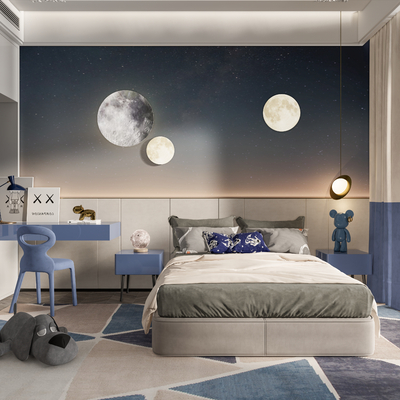  现代儿童房su模型 