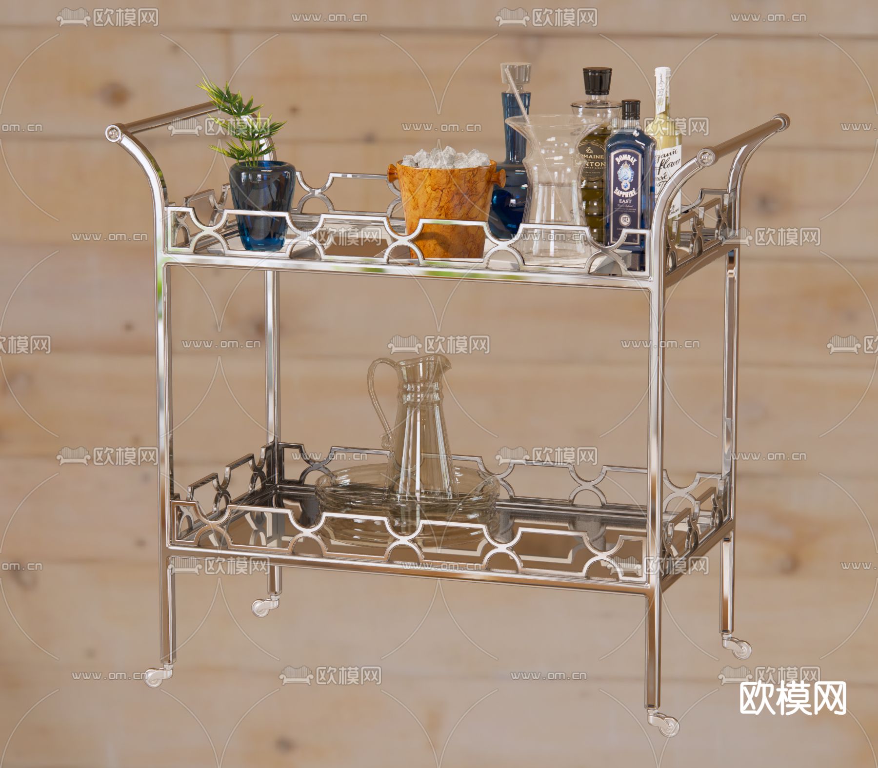 现代酒瓶su模型下载（渲染图1）