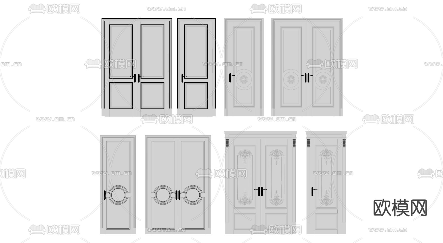 简欧门宫廷门su模型下载（渲染图2）