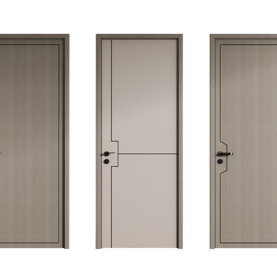 现代实木房门单开门3d模型