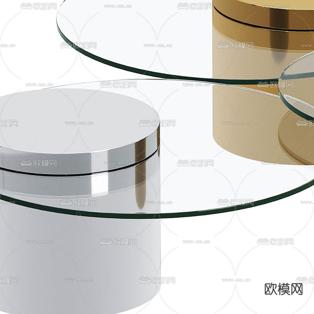 现代圆形玻璃茶几3d模型下载（渲染图3）