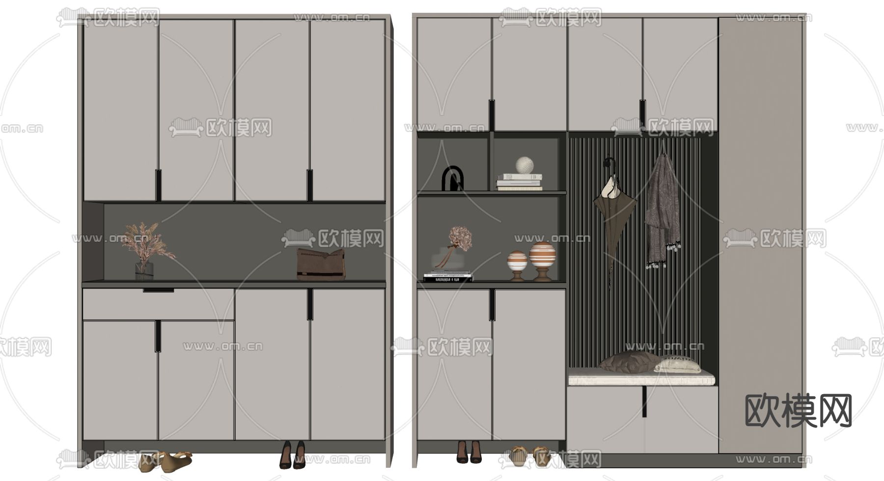 现代玄关鞋柜su模型下载（渲染图2）