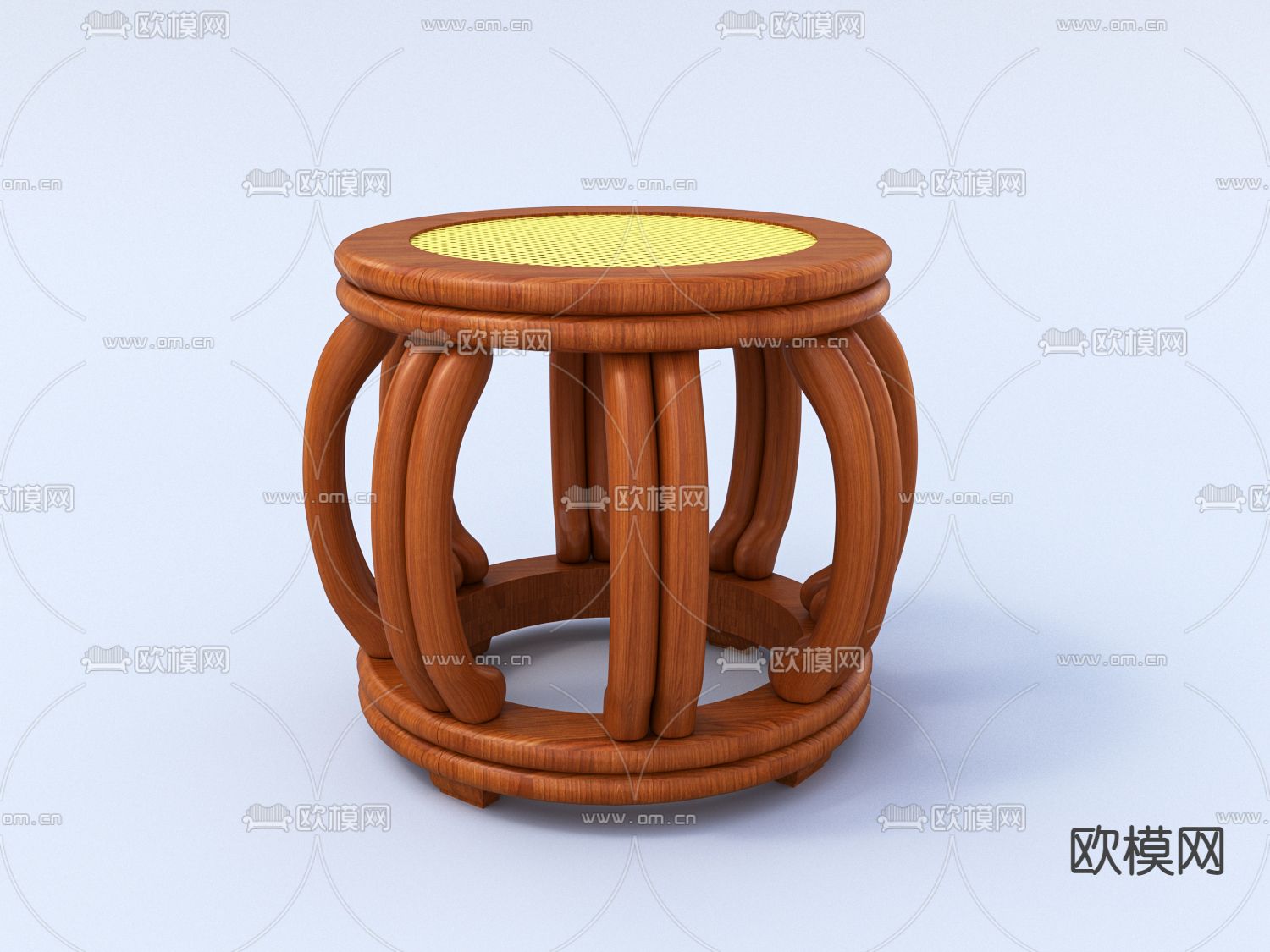 新中式六腿坐凳免费3d模型下载