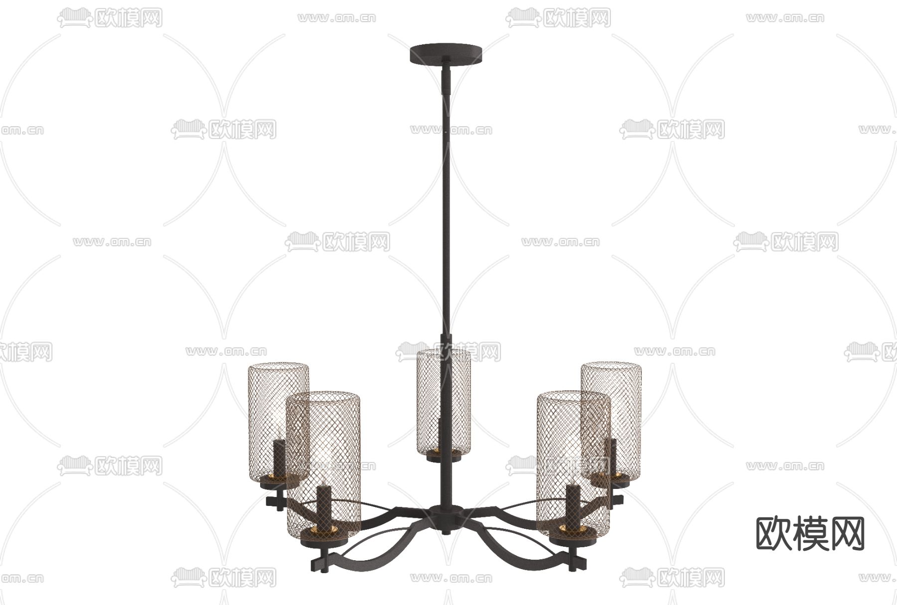 简欧多筒吊灯免费3d模型下载