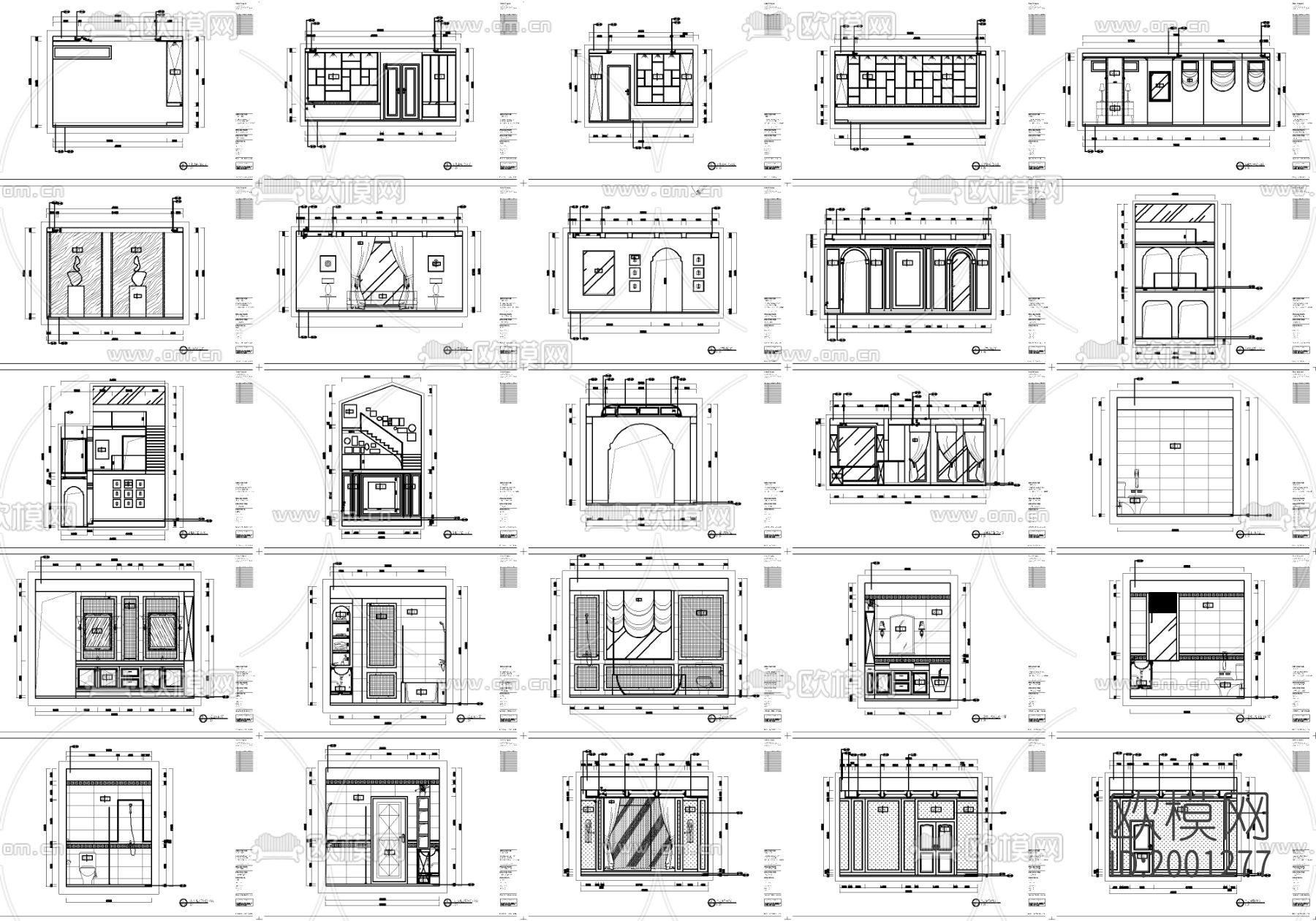 三层高端别墅cad施工图下载（渲染图7）