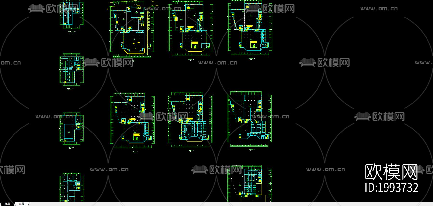 商场全套cad施工图-免费3dmax模型库-欧模网