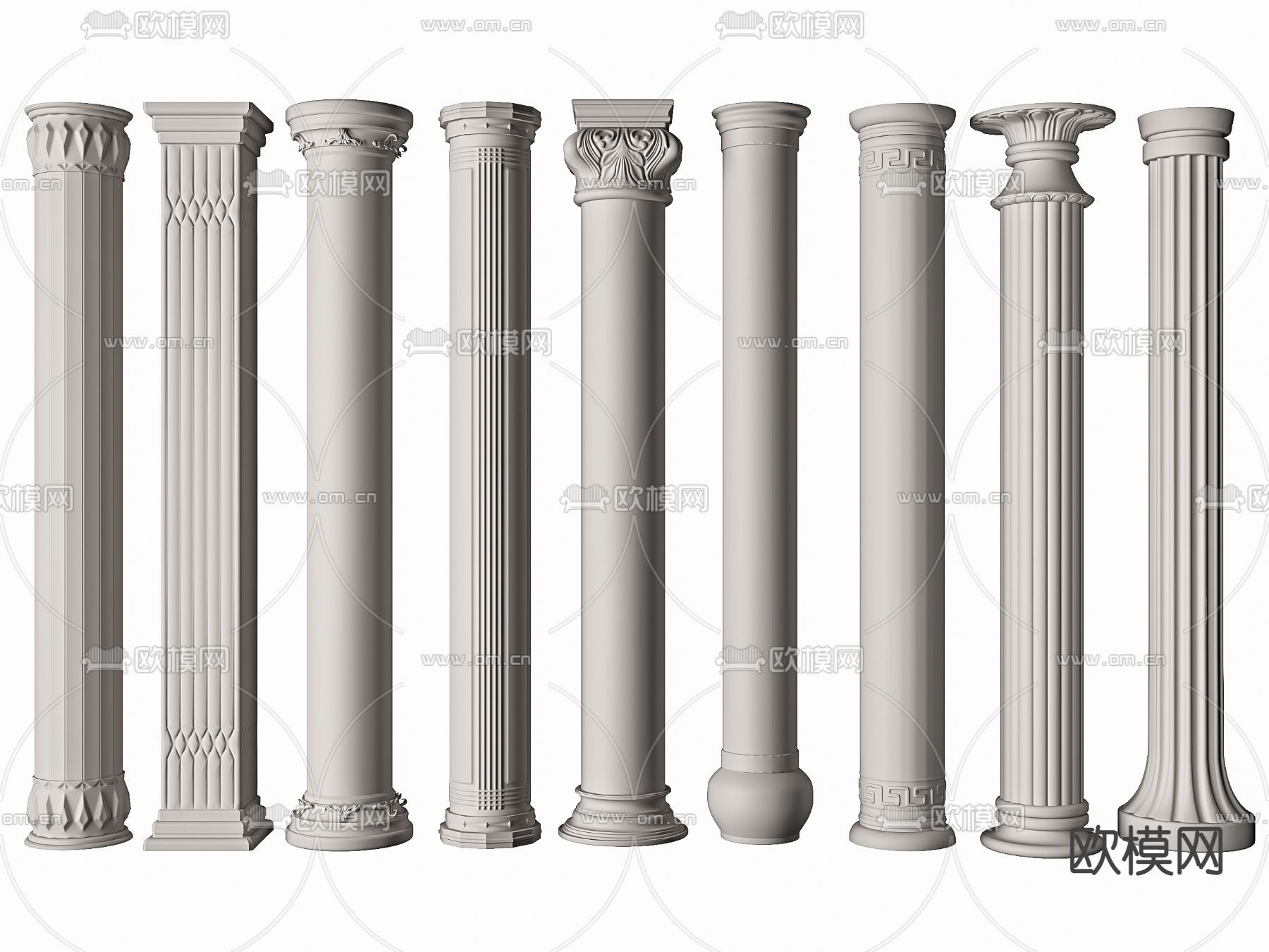 简欧石膏罗马柱3d模型下载