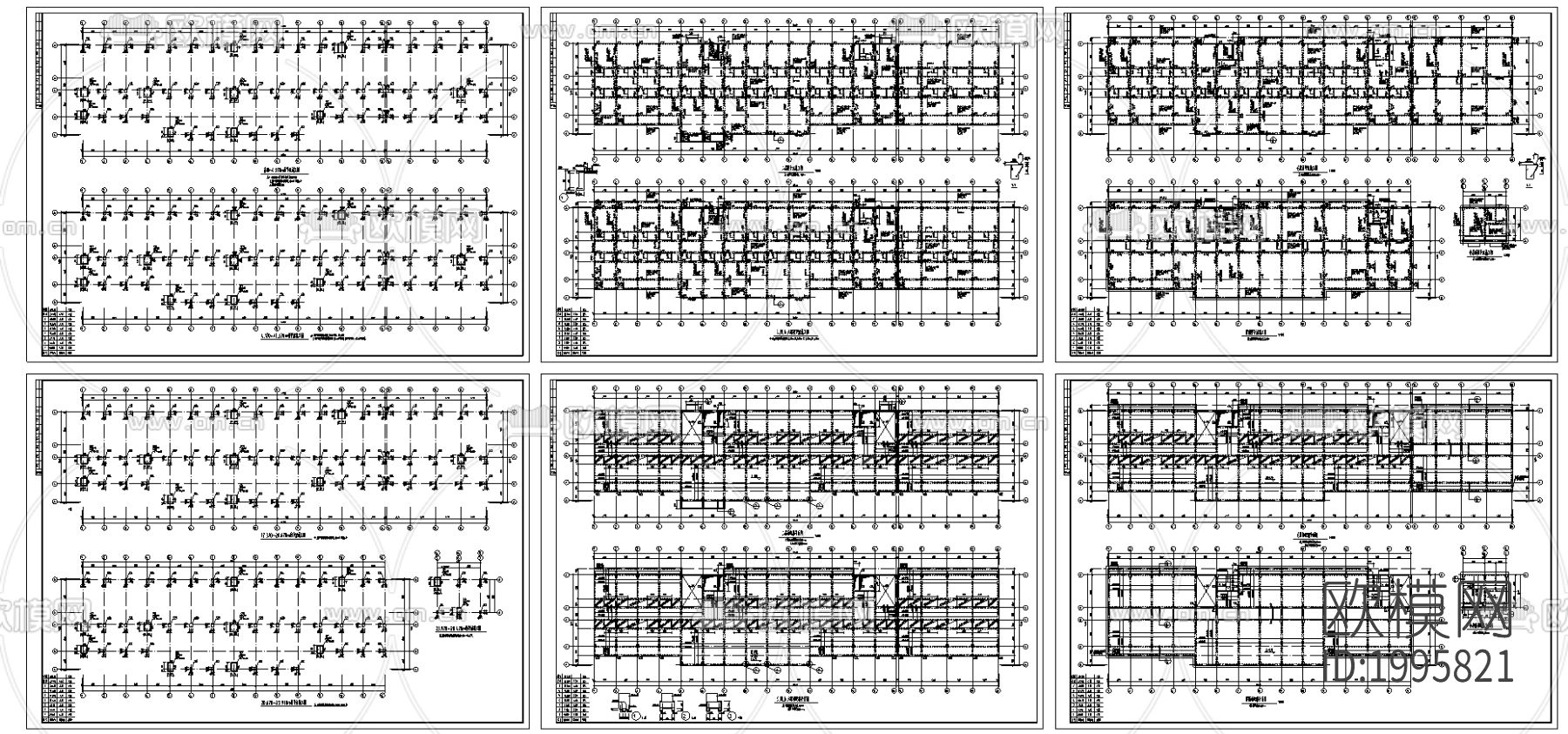 综合楼框架cad施工图下载（渲染图2）