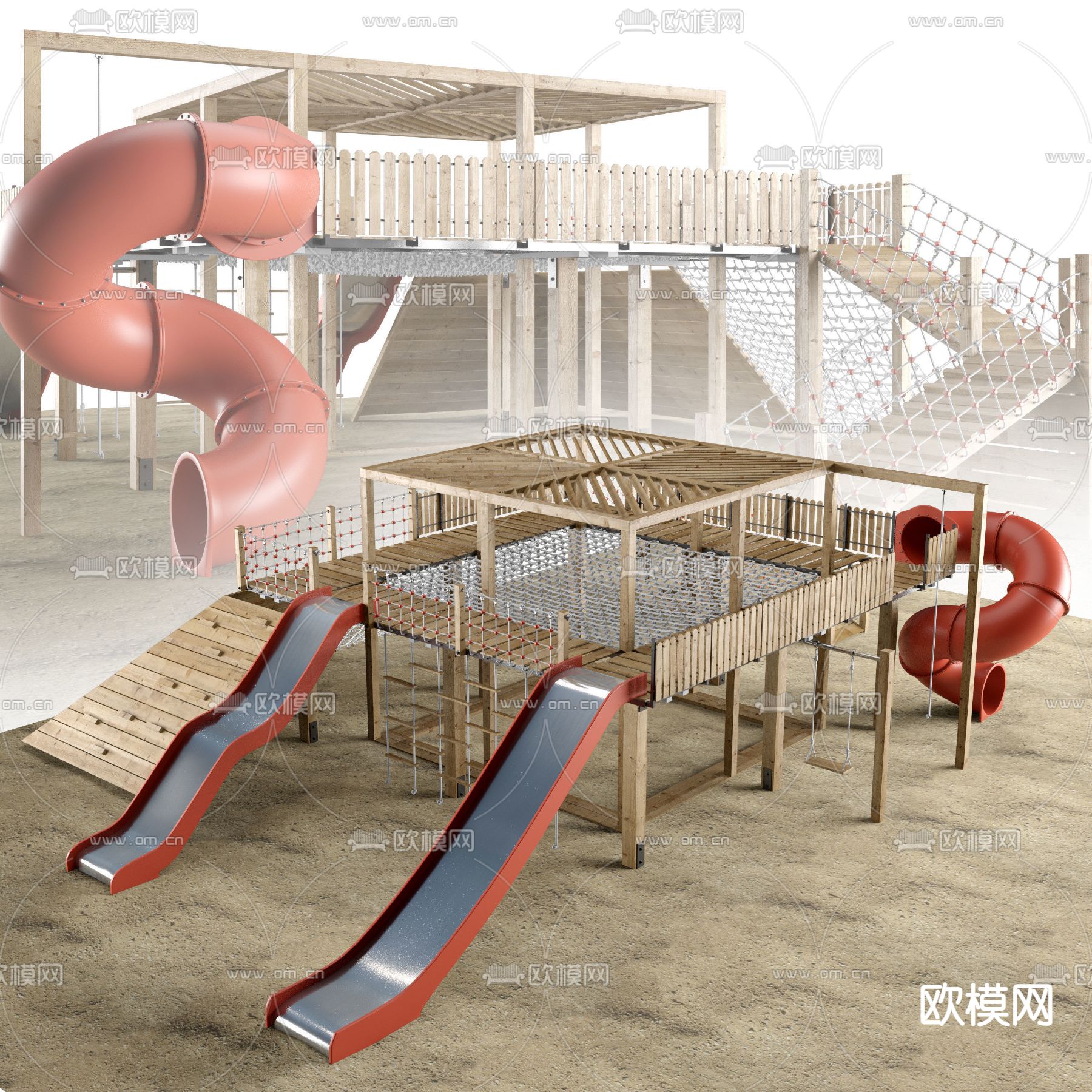 现代儿童游乐设备3d模型