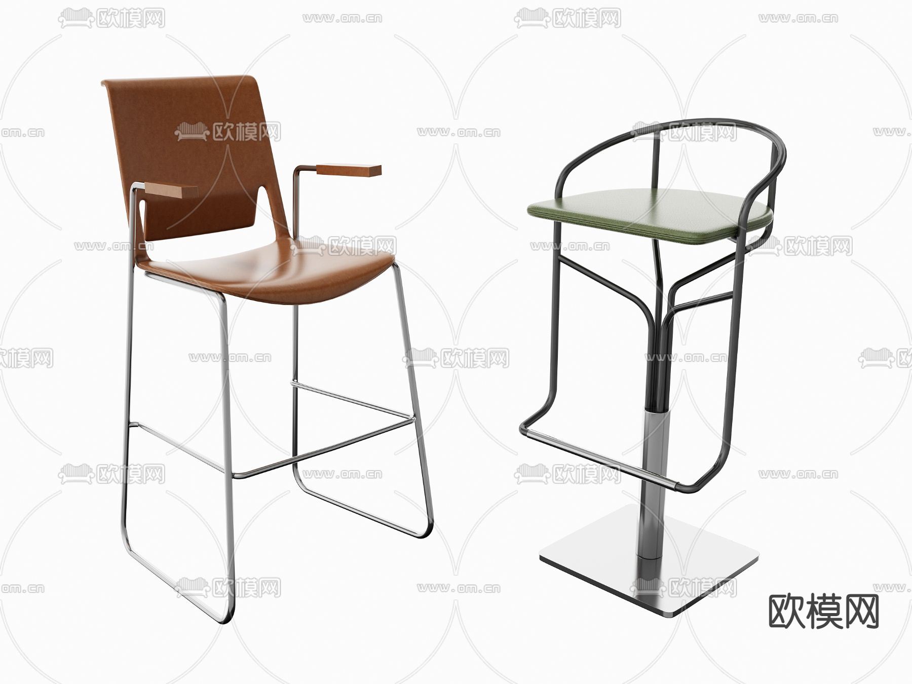 工业风金属吧台椅3d模型下载