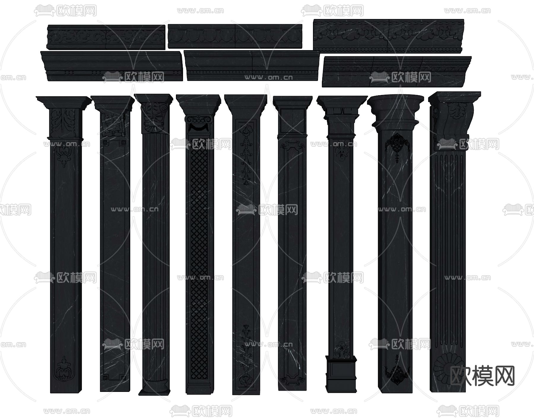 欧式雕花柱子su模型下载（渲染图2）