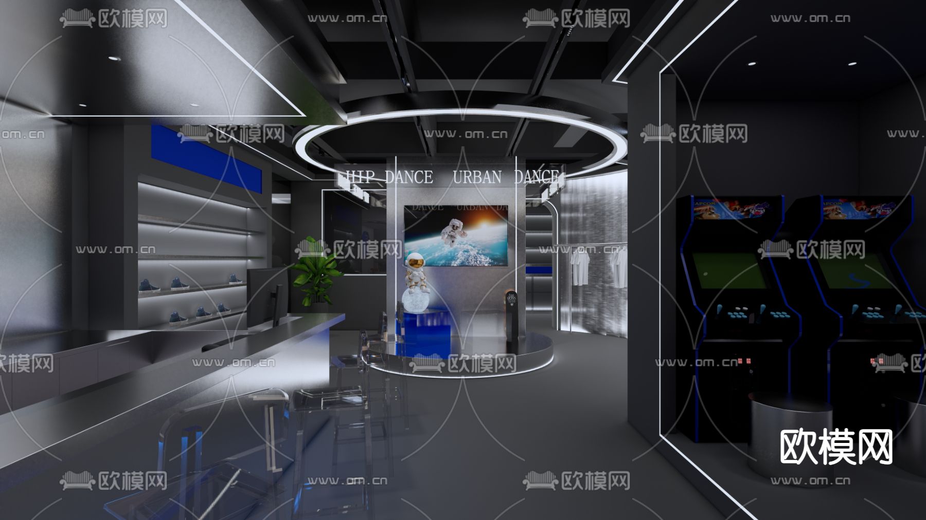 工业风咖啡店su模型下载（渲染图2）
