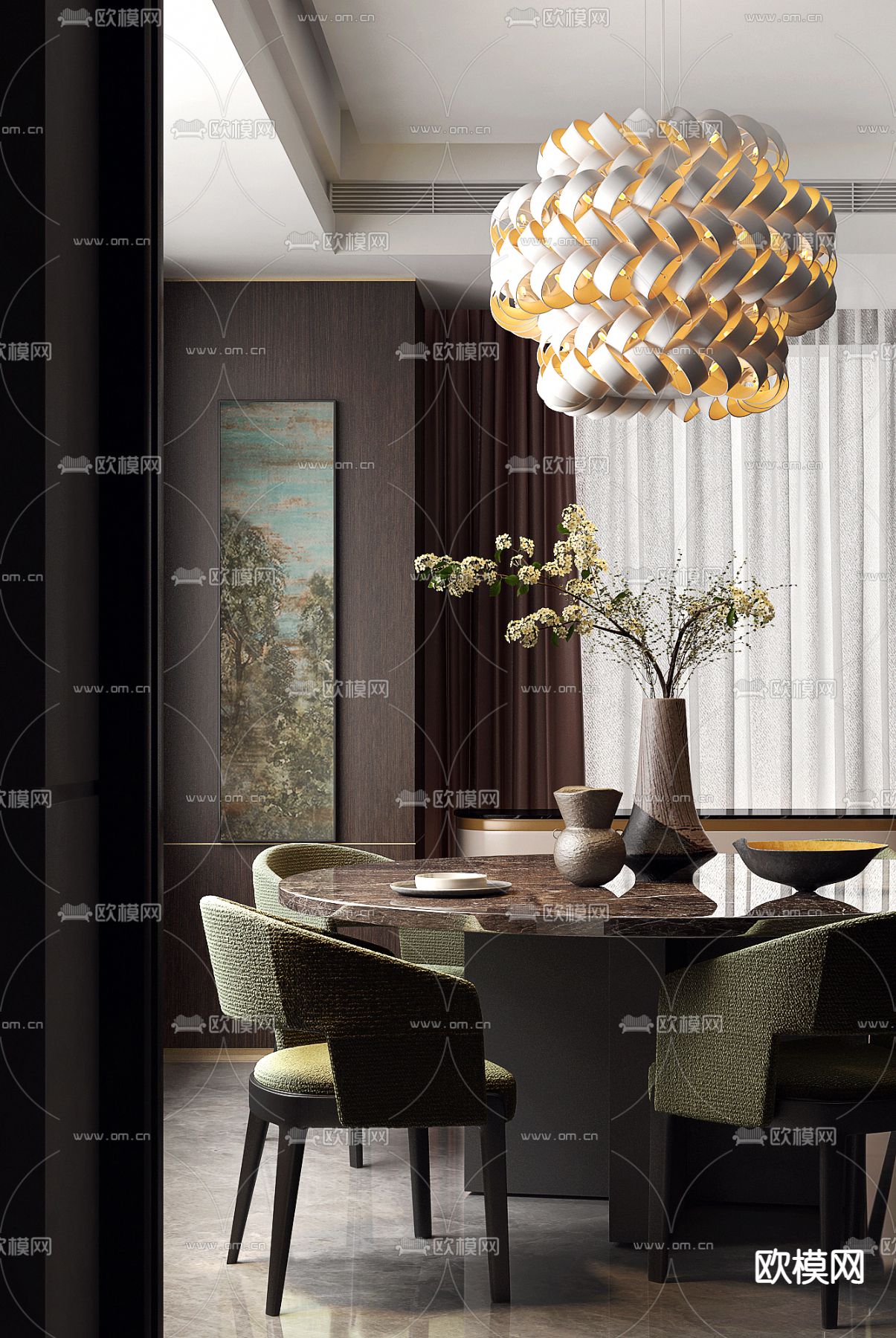 LSD Interior Design 现代餐厅3d模型下载（渲染图1）