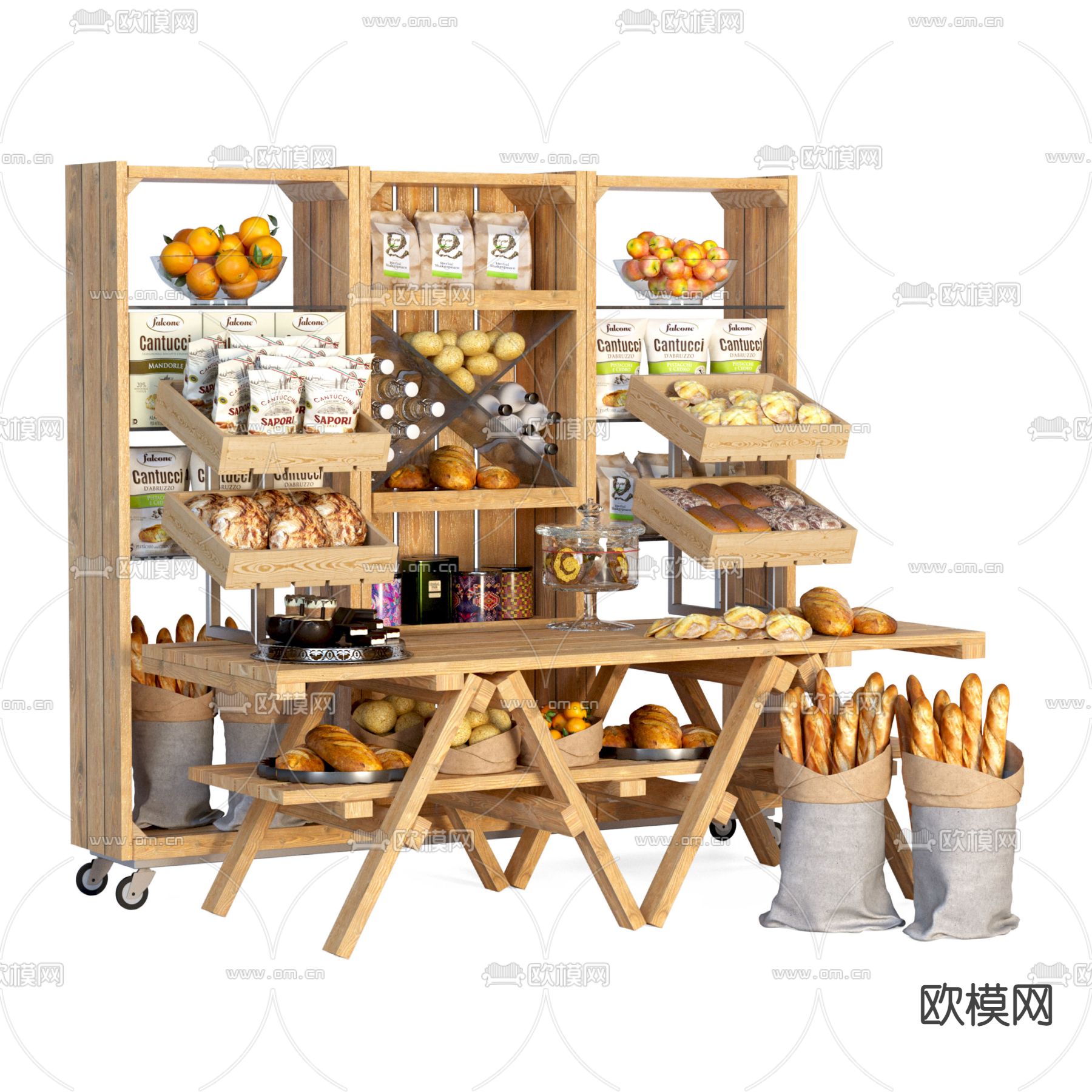 现代甜品面包店货柜3d模型下载