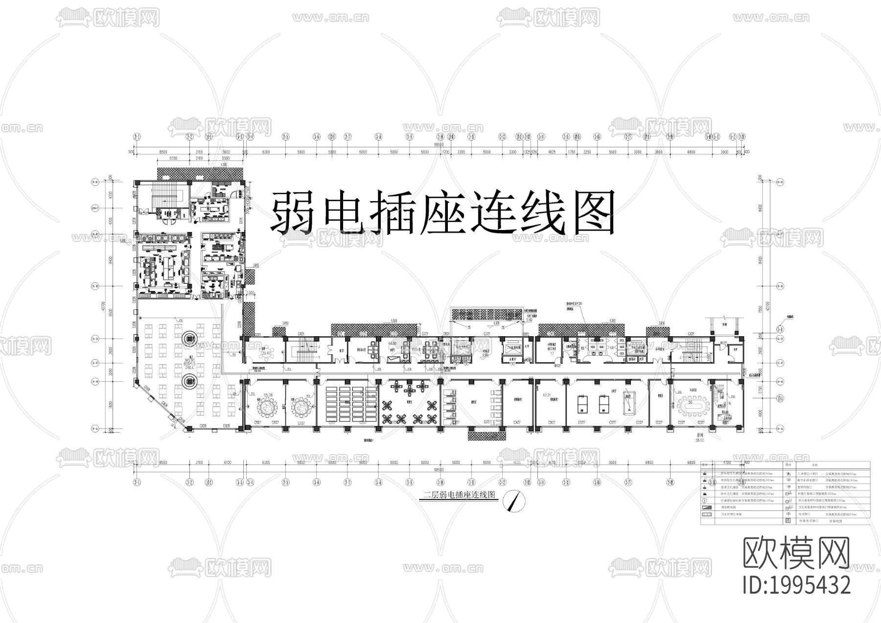 养老中心电气cad施工图下载（渲染图3）