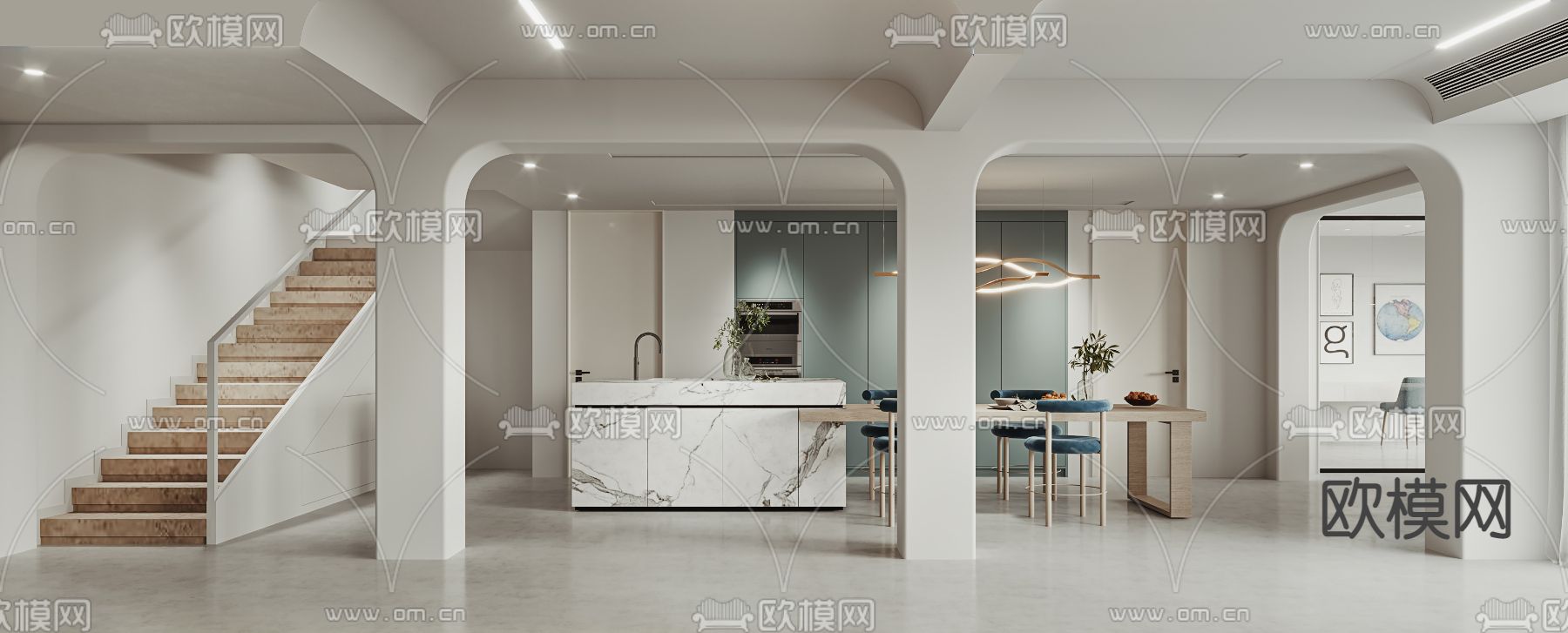 侘寂风餐厅su模型下载（渲染图1）