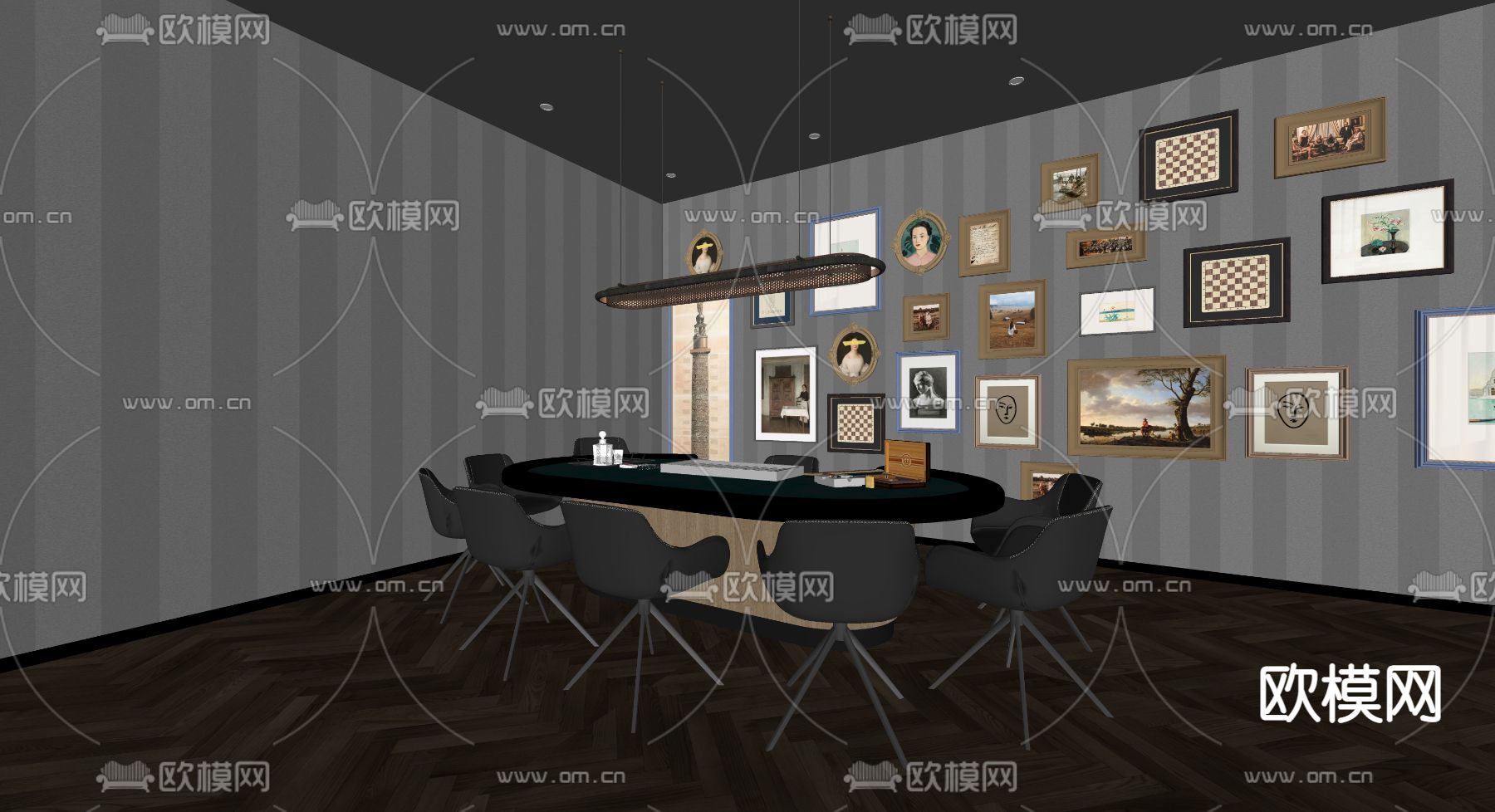 欧式棋牌室3d模型下载（渲染图2）