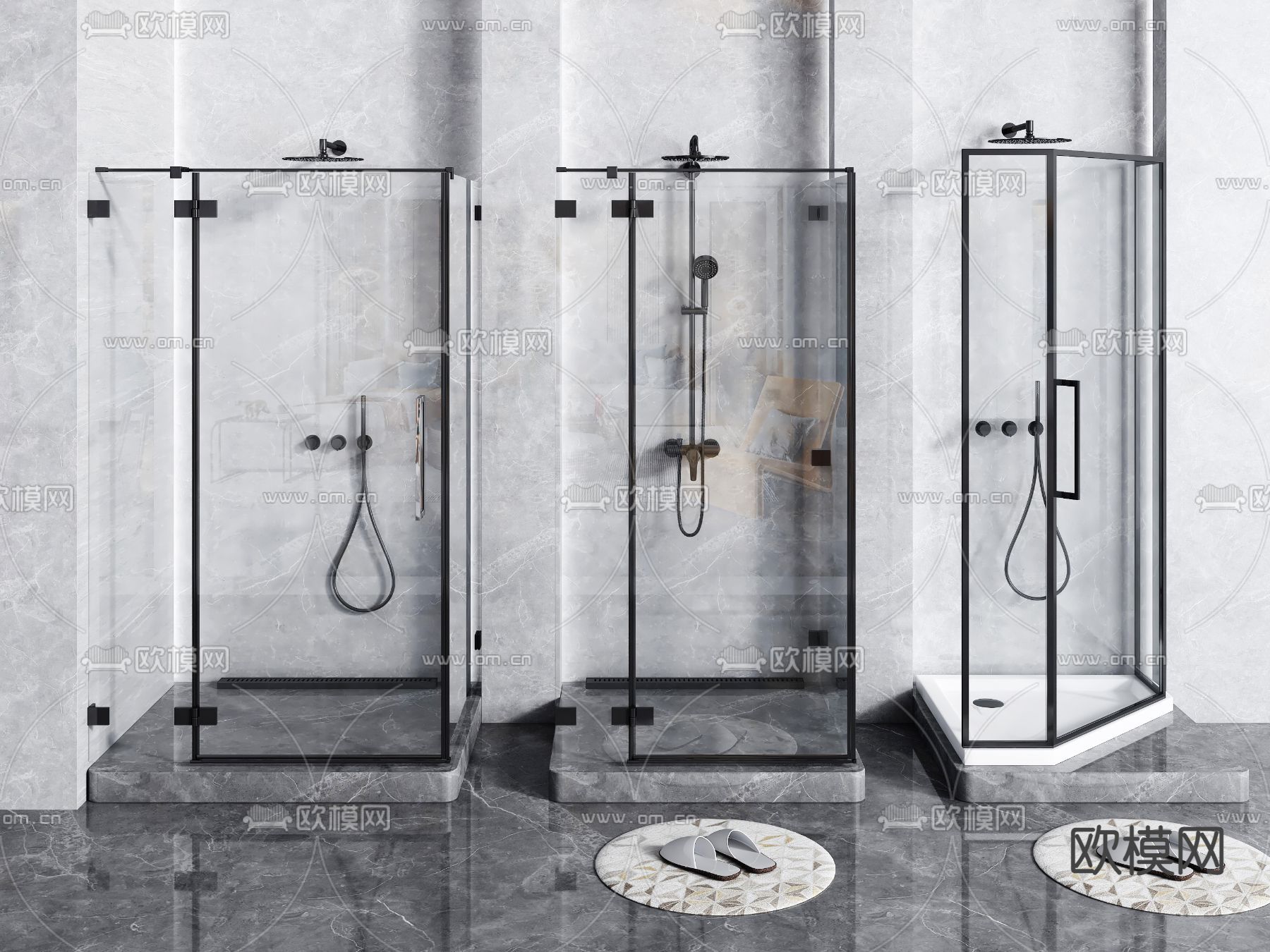 现代淋浴房淋浴间3d模型下载